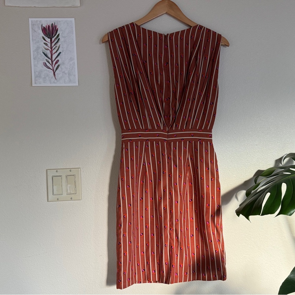 Rachel Comey Marion Dress Sz 2 EUC Silk Sheath Retro Floral Striped - Picture 6 of 16